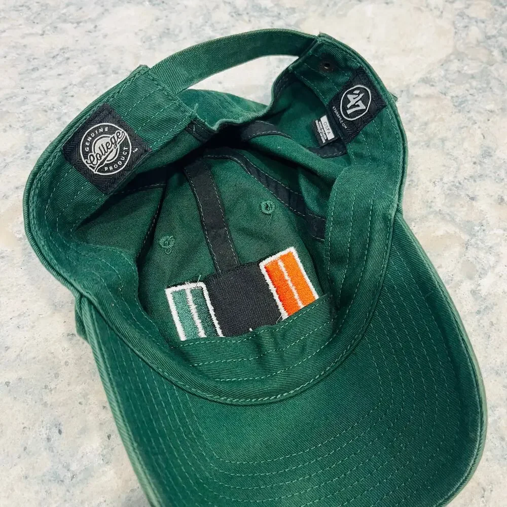Miami Hurricanes 47 Brand Clean Up Hat Men's Green Adjustable U Baseball Cap
